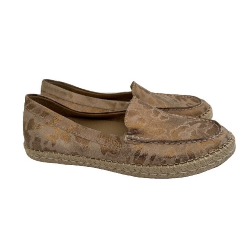 Naturalizer Shoes Womens Pink Alexa leopard metallic espadrille flats Slip Ons